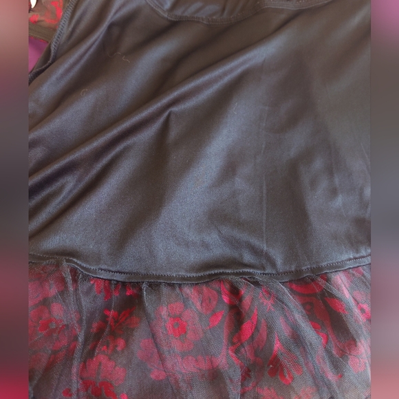 Speechless Red Black Damask Strapless Fit & Flare Empire Waist Dress, SZ 7 - Picture 7 of 10